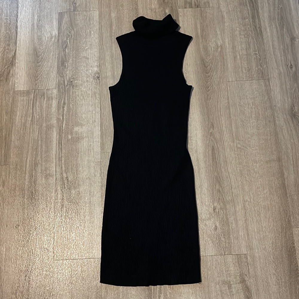 Black mini turtle neck dress